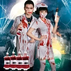 Empty Blood Bags Drinks for Halloween Zombie Vampire Costume Props Nurse Graduation Theme Party Favors Drink Pouches 10/20 PCS