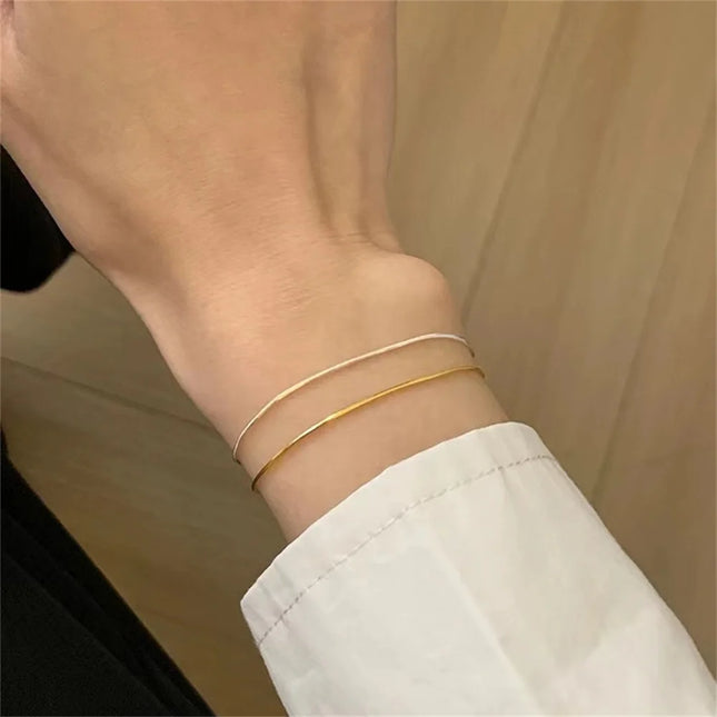 New Ultra-fine Stainless Steel Snake Chain Bracelet Gold Color Simple Bracelet For Women INS Fashion Jewelry Accessories