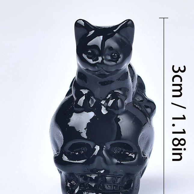 1pc 3cm/1.18in crystal carved cat skull, meditation stone crystal gift for home decor.