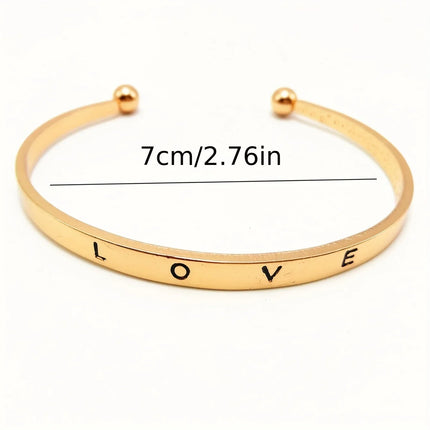 Ladies Fashion Simple Digital Alloy With Quartz Watch LOVE Bracelet 2pcs Set