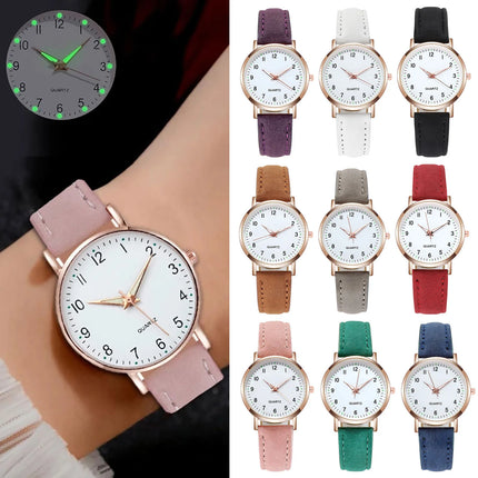 Reloj Mujer Fashion Watch For Women Leather Belt Watches Ladies Luxury Analog Quartz Luminous Wristwatch Clock Relogio Feminino