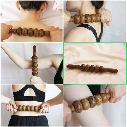 Wooden Roller Massage Stick, Handheld Body Gua Sha Tool, Maderoterapia Kit, Muscle Relax Tool Anti Cellulite Waist Massage