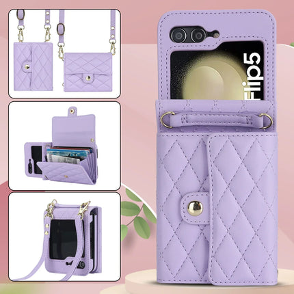 Crossbody Bag Fashion Leather Phone Case For Samsung Galaxy Z Flip 6 5 4 3 Flip5 Flip4 Flip3 5G Long Lanyard Wallet Card Cover