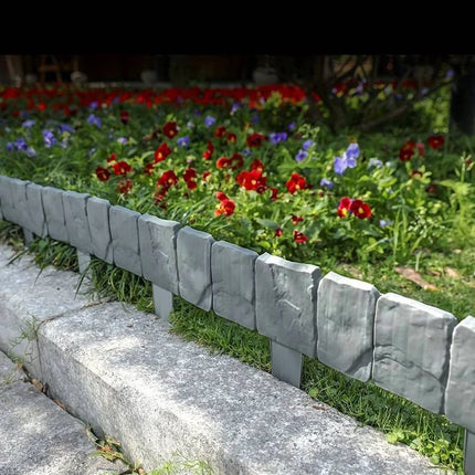 20pcs Plastic Garden Edging Border, Imitation Stone Fence Panels, Patio Outdoor Barrier