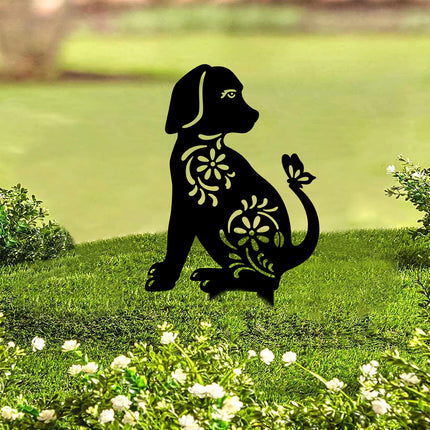 1PC Metal Dog Garden Decor for Outside Decorative Puppy Garden Stakes Black Dog Silhouette Outdoor Yard Art for Dog Lovers