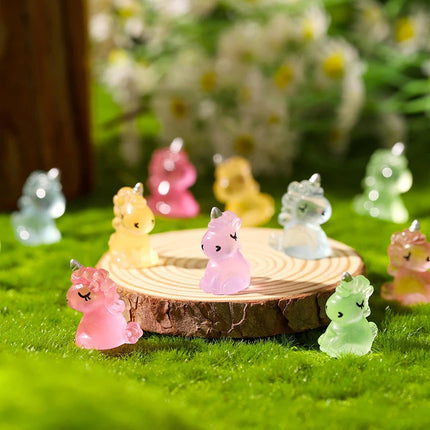 Cute Mini Resin Unicorn Luminous Miniature Glow in the Dark Figurines for Home Garden Ornaments Party Decoration Kids Gifts