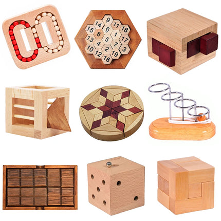 IQ 3D Wooden Puzzle Rompecabezas Montessori High Difficulty Brain Teaser Game Quebra Cabeça Casse Tete Juegos De Lógica