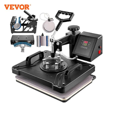 VEVOR Combo Heat Press Machine 5/6/8 in 1 30*38CM 38*38CM Muntifunctional Sublimation Printer Transfer for Mug Hat Plate T-Shirt