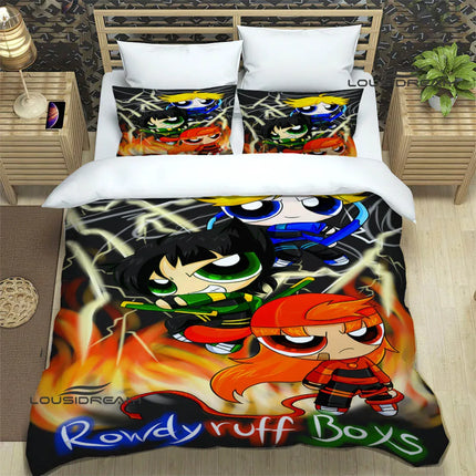 3D P-Powerpuff-Girls Cartoon Bedding Sets exquisite bed supplies set duvet cover comforter set bedding set luxury birthday gift