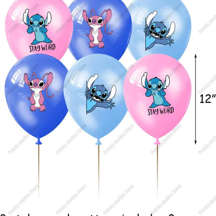 10PCS 12Inch Disney Lilo and Stitch  Latex Balloon Set Globo Boy Girl's Birthday Party Baby Shower Party Decorations Kid Toys