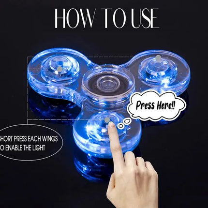 Plastic Material Fingertip Gyro Crystal Energy-saving LED Luminous Transparent Flash Decompression Children's Toy Gift For Kids