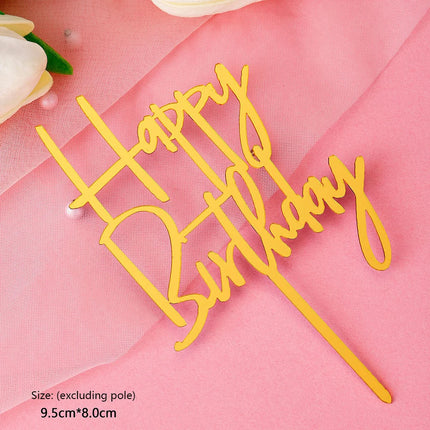 10pcs Happy Birthday Cake Topper Acrylic Gold Mirror Cupcake Topper For Kids Birthday Party Cake Dessert Decorations Baby Shower