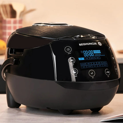 Kitchen suppliesReishunger Digital Rice Cooker and Steamer, Black, Timer - 8 Cups - Premium Inner Pot, Multi Cooker with 12 Prog