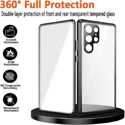 360° Full Protection Magnetic Snap Lock Double Sided Glass Lens Protect Phone Case For Samsung S24 S23 S22 S21 S20 Ultra Plus