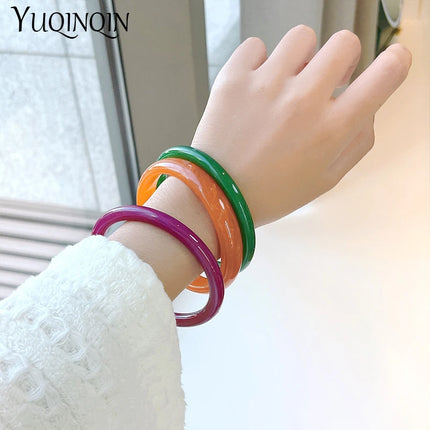 3pcs New Vintage Resin Acrylic Bangle Set for Women Jewelry Korean Cuff Bangles Bracelets with Charms Designer Round New Gifts