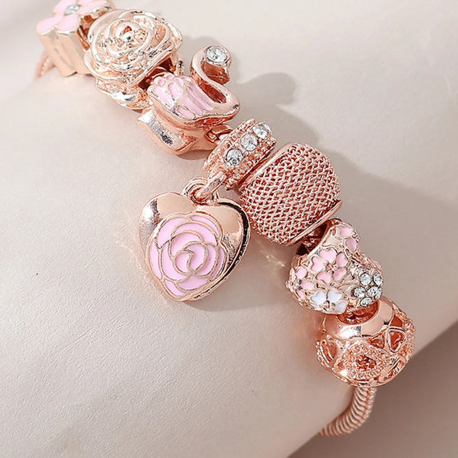 1pcs stylish oil dripping rose heart beaded women's bracelet