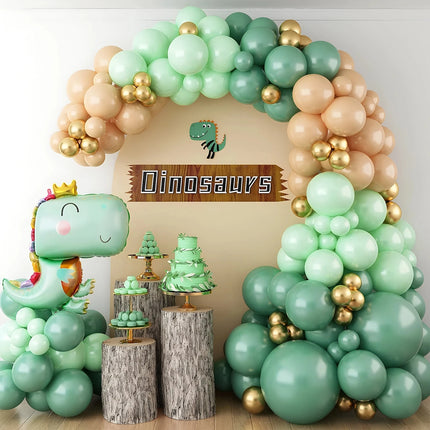 130Pcs A set of dinosaur themed party balloon wreath set, birthday party, wildlife themed original theme party decoration