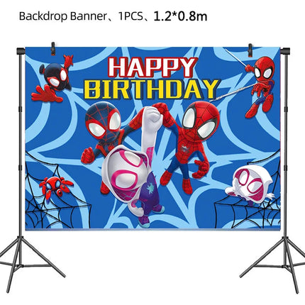 New SpiderMan Theme Birthday Party Decoration Marvel's Spidey And His Amazing Friends Aluminum Foil Balloon Disposable Tableware