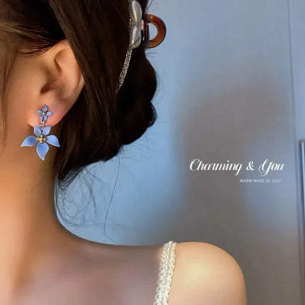 Fresh Four-petal Floral Stud Earrings in 3 Fashionable Colors