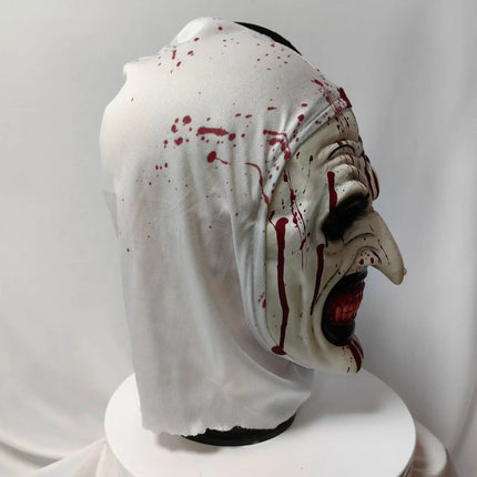 2024 Halloween Horror Role-playing with A Soul Broken Clown Mask and Hat Clown Head Cover Bloody Latex Makeup Ball Horror Props