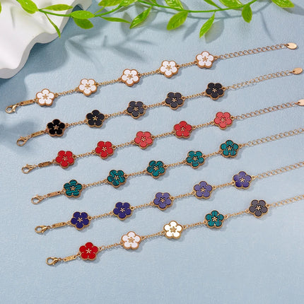 Korean 5 Petaled Flower Bracelet for Women Fashion Charm Metal Chain Bracelet Wedding Party Girlfriends Jewelry Gift