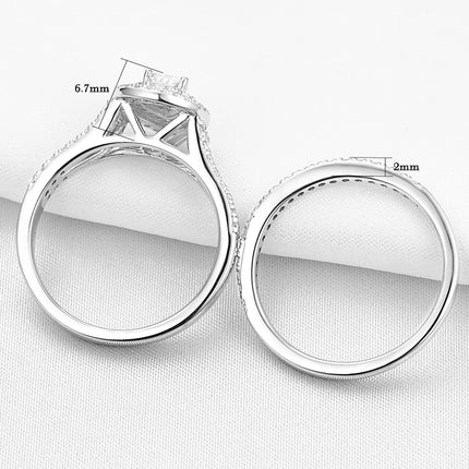 Newshe Wedding Ring Set Classic Jewelry 1.3 Carats Pear Cut AAAAA CZ 925 Sterling Silver Engagement Rings for Women 1R0004