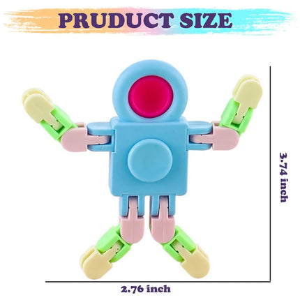 4Pcs Cute Fidget Sensory Spinner Toys Transformable Chain Robot Fingertip Toy Stress Relief for Kids Novelty & Gag Toys Gift