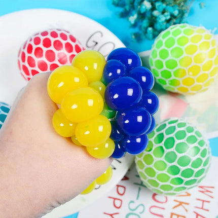 Colorful Mesh Squishy Grape Stress Ball Anti Stress Sensory Balls Squeeze Toys Decompression Anxiety Venting Gift For Kids