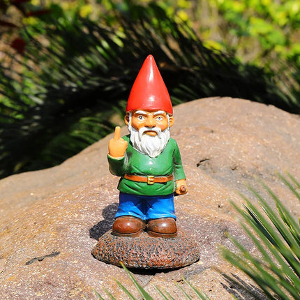 Middle Finger White Beard Dwarf Ornament Gnome Statue Ornament 5.9in Tall Middle Fingler Lawn Statue Figurine Lawn Garden Decor