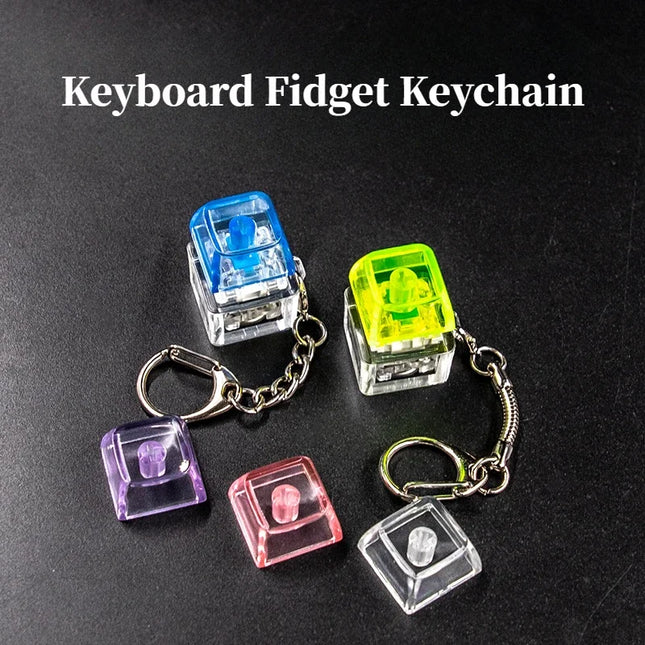 LED Keyboard Key Chain Stress Relief DIY Fidget Button Keycap Fidget Keychain Keyboard Keyring Toys Fingertip Gadget