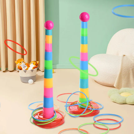 10 Layers Children Throw Circle Game Ferrule Stacked Toys Fun Indoor Outdoor Parent-Child Interactive Early Education Gift