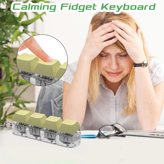 Keyboard Key Fidget Toy Colorful Keychain Keycap Stress Relief Toy For Children Adults Gifts Finger Button Anti-stress Toys