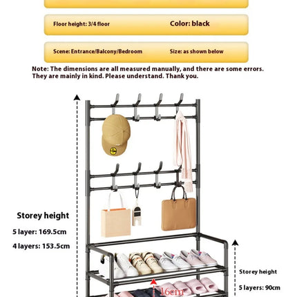 Clothes Hat Hangers Shoe Rack Multi-ayer Shoe Rack Simple Floor Shoes and Hat Racks Load-bearing Living Room Organizer Shelf