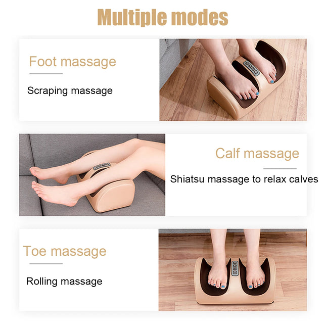 Electric Foot Massager Shiatsu Kneading Deep Tissue Relax Heated Roller Calf Relief Fatigue Muscles Vibrator Foot Spa Machine