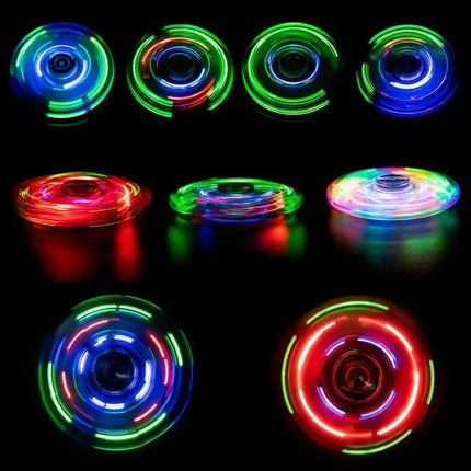 Plastic Material Fingertip Gyro Crystal Energy-saving LED Luminous Transparent Flash Decompression Children's Toy Gift For Kids