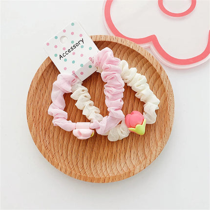 Kawaii Bear Rabbit Flower Beaded Hair Ties Elastic Cartoon Ponytail Holders Rubber Bands Hair Ropes For Baby Girls Toddler