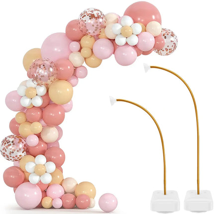 72.8 & 112inch Balloon Arch Kit Glod Stand Half Arch Balloon Stand with Base Balloon Arch Frame for Wedding Birthday Decorations