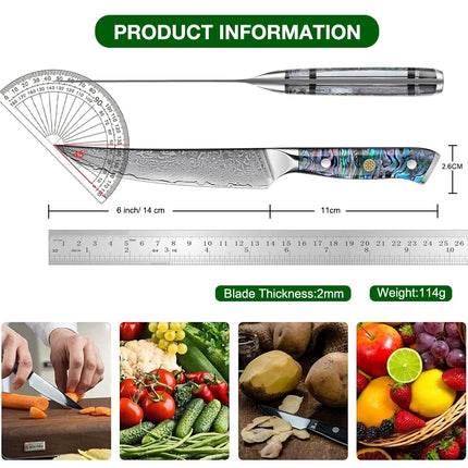 XITUO Japanese Damascus AUS-10 Steel 6 Inch Utility Knife Ultra Sharp Chef Slicing Kitchen Knives Cut Fruit Vegetables Meat