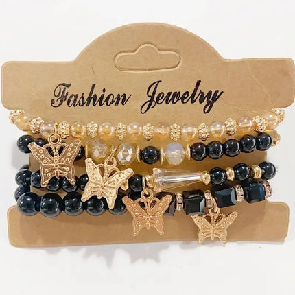 Best lady Trendy Butterfly Beaded Bracelet for Women Suitable as a Gift Can be Matched as Desired 4 Piece Set