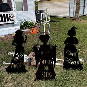 Black Hocus Pocus Halloween Decorations Outdoor Halloween Silhouette Yard Signs with Stakes Lawn Decor for Kids Home Party