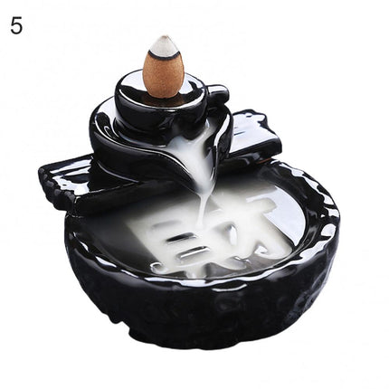 Ceramic Incense Burner Waterfall Backflow Smoke Censer Creative Incense Ornament Burner Home Decorative Crafts for Living Room