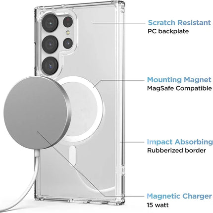 Magsafe Clear Case For Samsung Galaxy S24 S23 S22 Ultra Plus Wireless Charging Shockproof Magnetic Compatible With Magsafe Cover