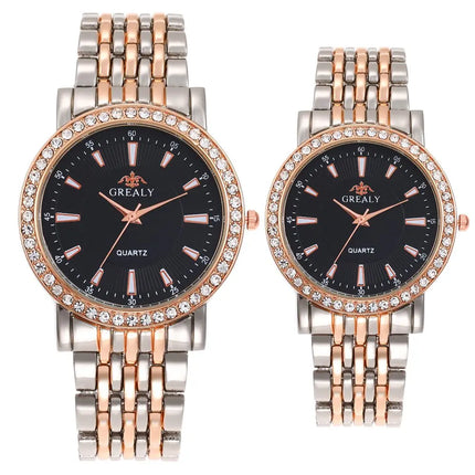 New Casual Watches Women Luxury Fashion Lovers Watch Rhinestone Stainless steel Quartz Watch Men Women Gift Business Wristwatch