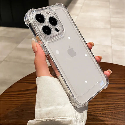 Luxury Shockproof Clear Phone Case For iPhone 15 14 13 12 11 Pro Max X XR XS 8 Plus Silicone Bumper Transparent Hard Back Cover