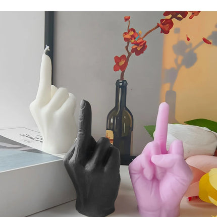 1pc White/Black Creative Candles Middle Finger Shaped Gesture Scented Candles Niche Funny Quirky Gifts Home Decoration Ornaments