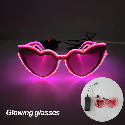 Bachelorette Hen Party LED Glasses Women Fashion Heart Shaped Sunglasses Female Love Pink Sun Glasses Wedding Party Supplies