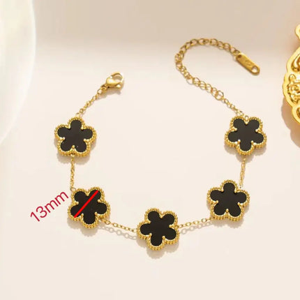  Luxury Stainless Steel Bracelet Women Adjustable Five Flower Bracelets for Women Clover New Fashion Jewelry Accessories Gifts