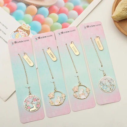 Metal Cherry Blossom Bookmark Student Book Clip Page Sign Alloy Pendant Hanger Accessories Stationery Gifts School Supplies New