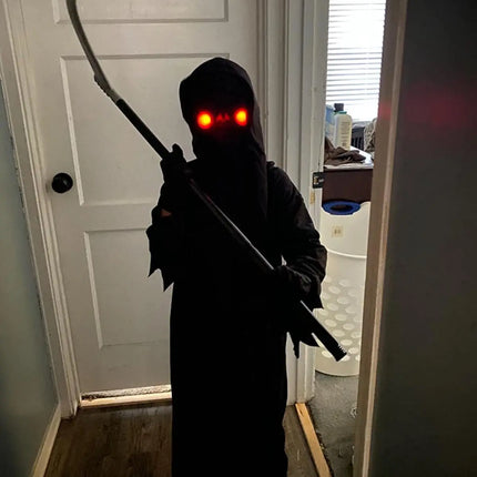 Child Creepy Red Eyes Fade In And Out Phantom Grim Reaper Glow In The Dark Costume Suit Cosplay Kids Halloween Carnival Party