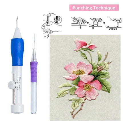 DIY Crafts Magic Embroidery Pen Embroidery Stitching Punch Needles Pen Set Craft Tool for DIY Threaders Sewing Knitting Kit